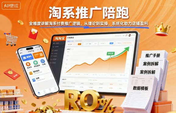 淘系推广陪跑，全维度讲解淘系付费推广逻辑，从理论到实操，系统化助力店铺盈利-青虫资源网