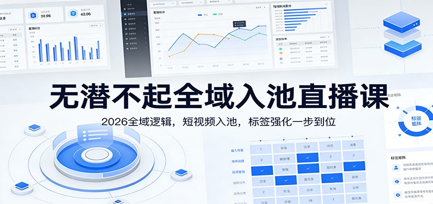无潜不起全域入池直播课：2026全域逻辑，短视频入池，标签强化一步到位-快名资源网