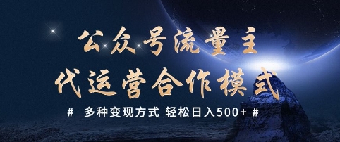 公众号流量主代运营  多种变现方式 轻松日入5张【揭秘】-快名资源网