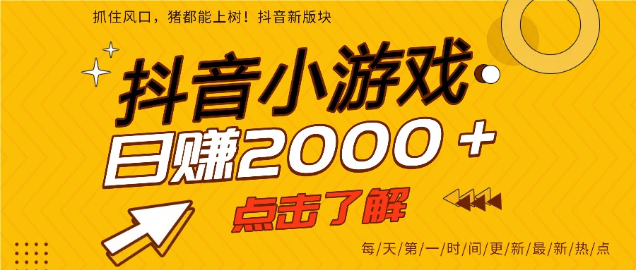 5年爆火的抖音小游戏项目，一部手机日入2000+-快名资源网
