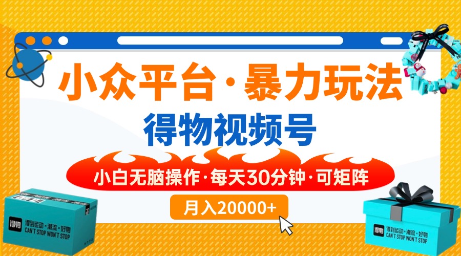 小众平台暴力玩法，一键搬运爆款视频，可矩阵小白无脑操作，每天30分钟...-快名资源网