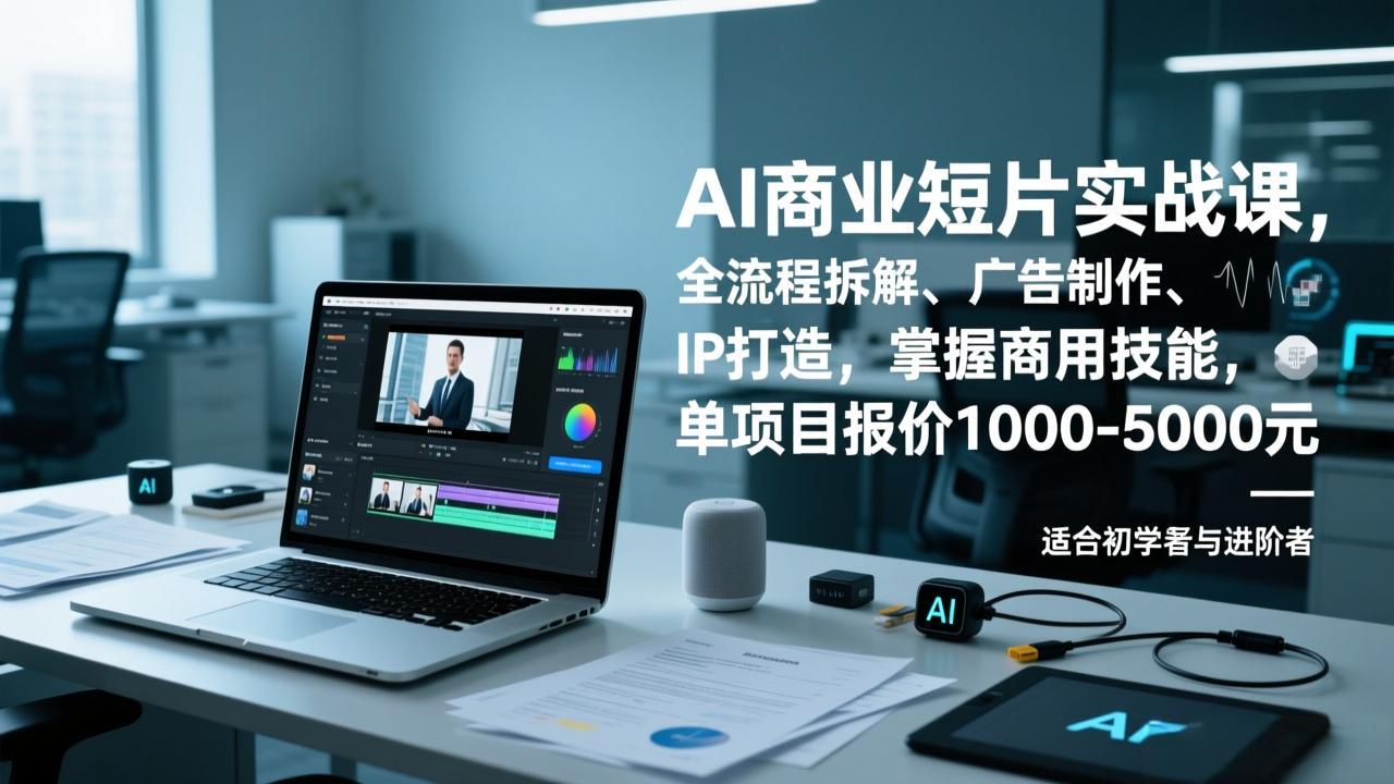 AI商业短片实战课，全流程拆解、广告制作、IP打造，掌握商用技能，单项目报价1000-5000元-快名资源网