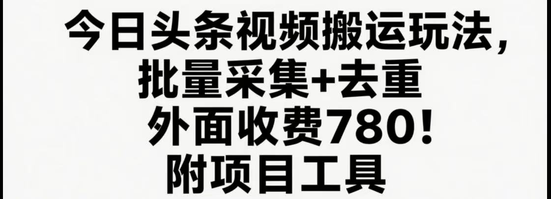 今日头条视频搬运玩法，软件一键去重，轻松日入500+附项目工具-快名资源网