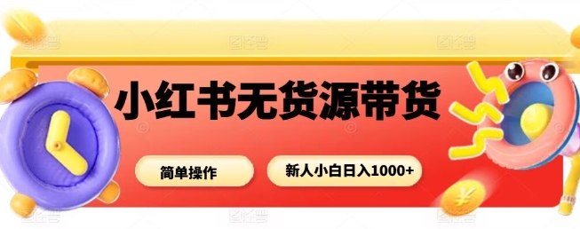 小红书无货源带货项目，简单无脑，新人小白日入多张-快名资源网
