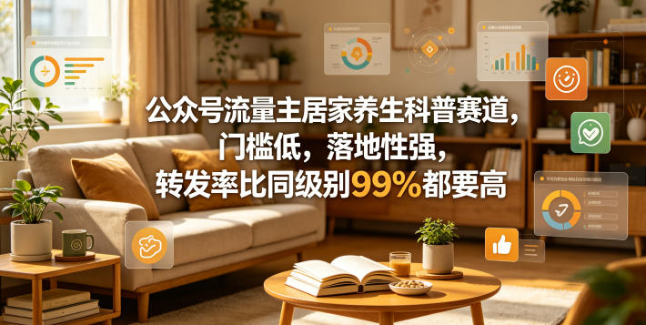 公众号流量主居家养生科普赛道，门槛低，落地性强，转发率比同级别99％都要高-快名资源网