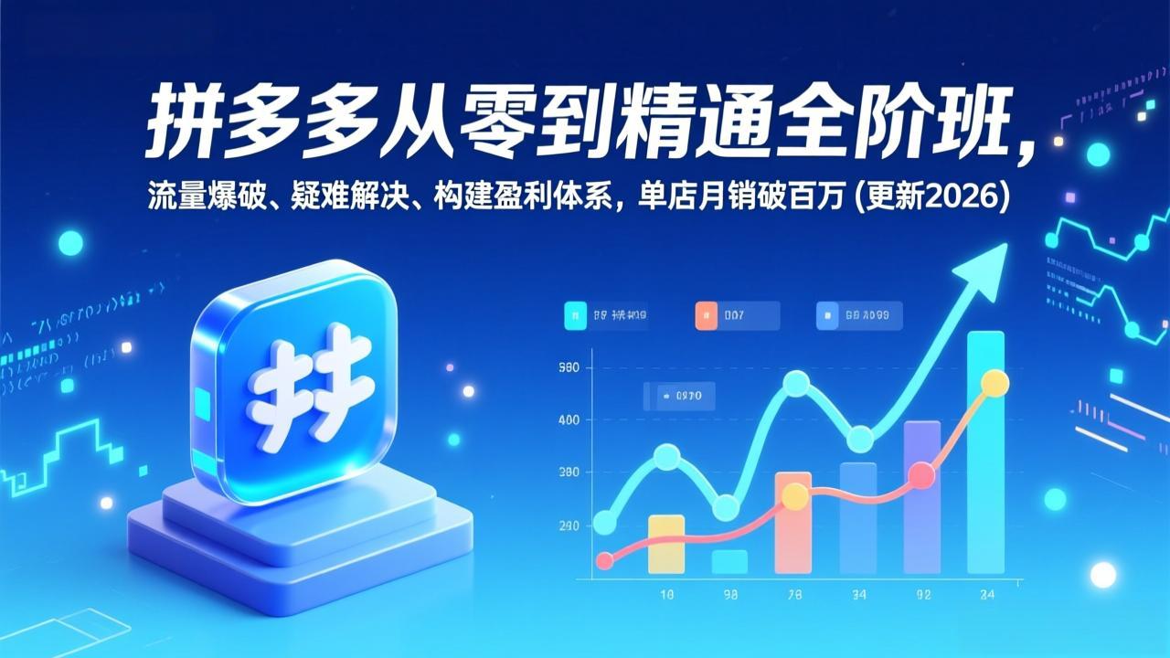 拼多多从零到精通全阶班，流量爆破、疑难解决，构建盈利体系，单店月销破百万(更新2026-快名资源网