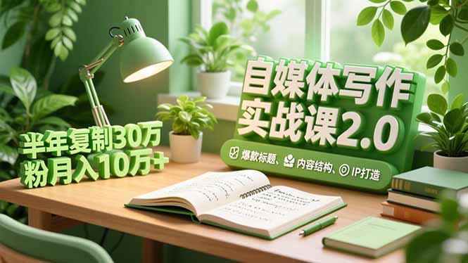 自媒体写作实战课2.0，爆款标题、内容结构、IP打造，半年复制30万粉月入10万+-快名资源网