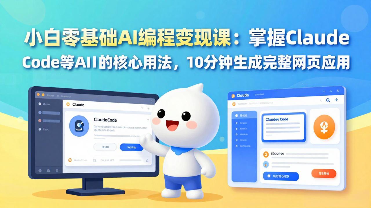 小白零基础AI编程变现课：掌握Claude Code等AI工具的核心用法，10分钟生成完整网页应用-快名资源网