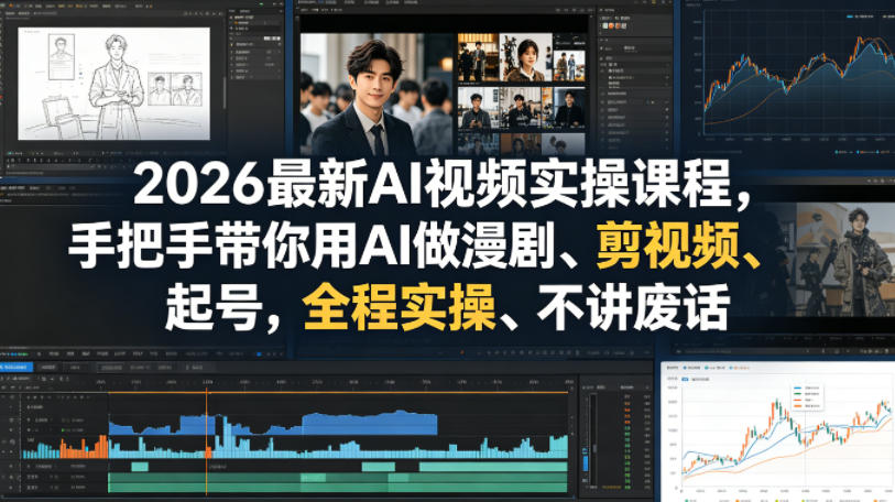 2026最新AI视频实操课程，手把手带你用AI做漫剧、剪视频、起号，全程实操、不讲废话-快名资源网