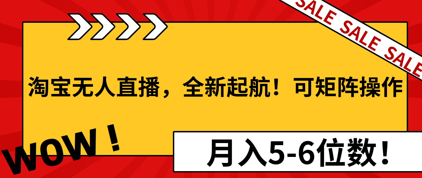 淘宝无人直播，全新起航！可矩阵操作，月入5-6位数！-快名资源网