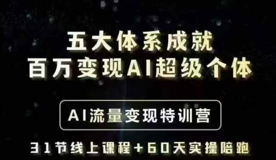 五大体系成就百万变现AI超级个体- AI流量变现特训营，一步一步教你一个人怎么年入百W-快名资源网
