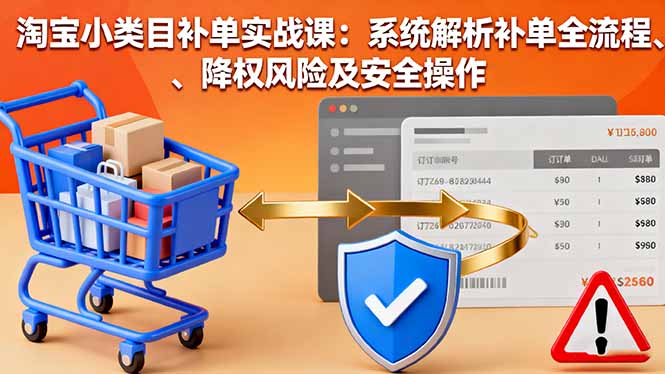 淘宝小类目补单实战课：系统解析补单全流程、降权风险及安全操作-青虫资源网