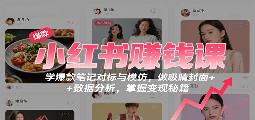 小红书赚钱课：学爆款笔记对标与模仿，做吸睛封面 + 数据分析，掌握变现秘籍-青虫资源网