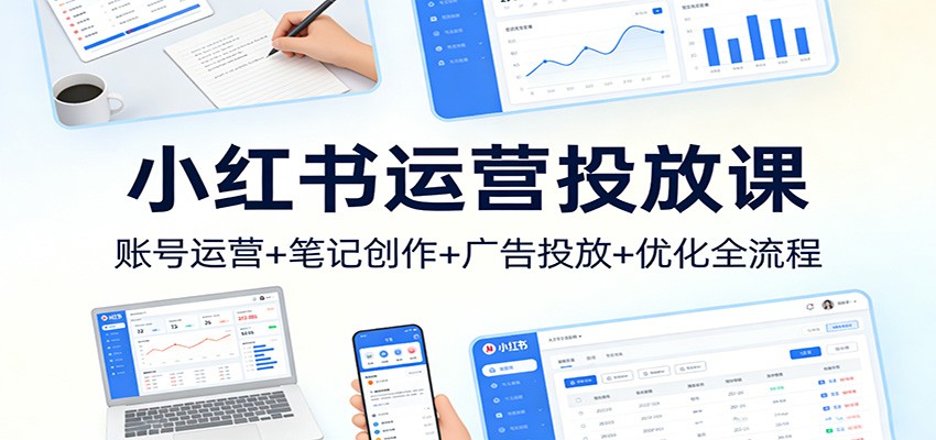 小红书运营投放课：账号运营+笔记创作+广告投放+优化全流程-快名资源网