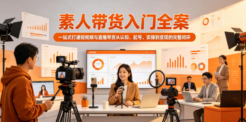 素人带货入门全案，一站式打通短视频与直播带货从认知、起号、实操到变现的完整闭环-快名资源网