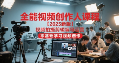 全能视频创作人课程【2025新版】视频拍摄剪辑编导运营，零基础学习视频创作(更新)-快名资源网