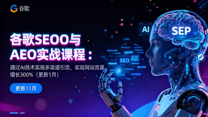 谷歌SEO与AEO实战课程：通过AI技术实现多渠道引流，实现网站流量增长300%-快名资源网