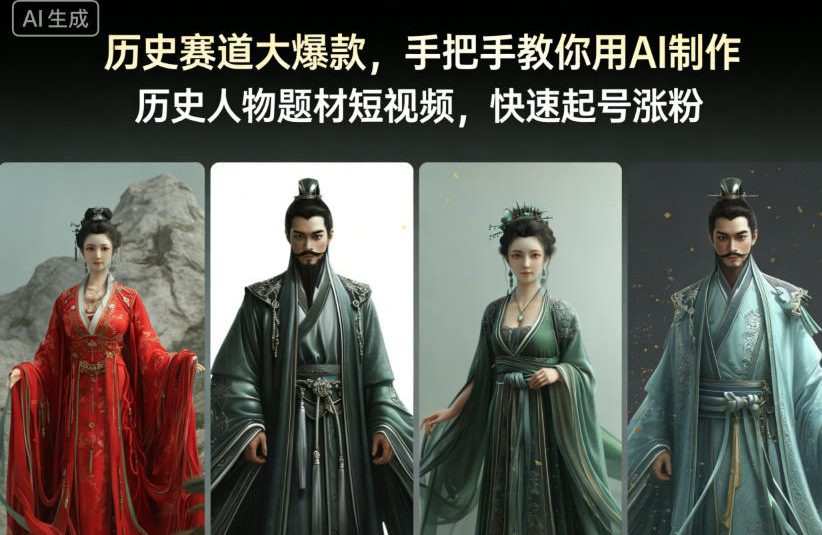 历史赛道大爆款，手把手教你用AI制作历史人物题材短视频，快速起号涨粉-快名资源网