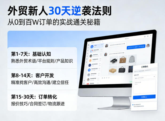 外贸新人30天逆袭法则，教你从0到百W订单的实战通关秘籍-快名资源网