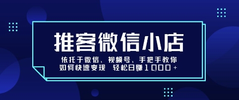 推客微信小店依托于微信、视频号，手把手教你如何快速变现 轻松日入1k+【揭秘】-青虫资源网