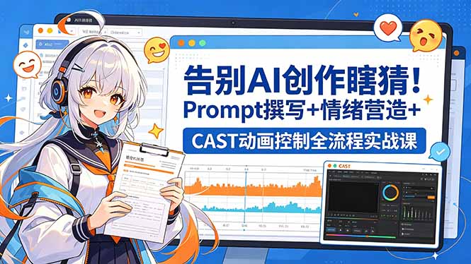 告别AI创作瞎猜！Prompt撰写+情绪营造+CAST动画控制全流程实战课-快名资源网