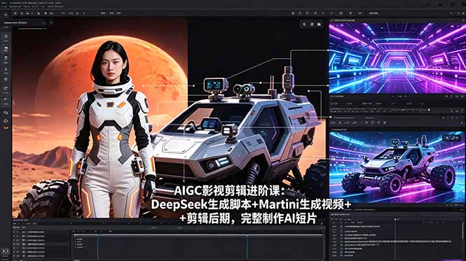 AIGC影视剪辑进阶课：DeepSeek生成脚本+Martini生成视频+剪辑后期，完整制作AI短片-快名资源网