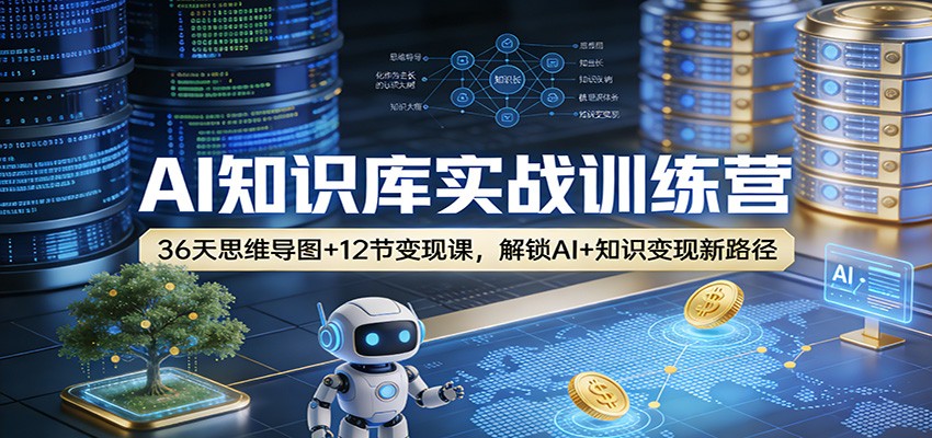 AI知识库实战训练营：36天思维导图+12节变现课，解锁AI+知识变现新路径-快名资源网