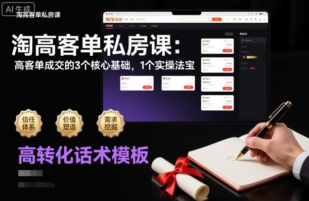 淘高客单私房课：高客单成交的3个核心基础，1个实操法宝-快名资源网