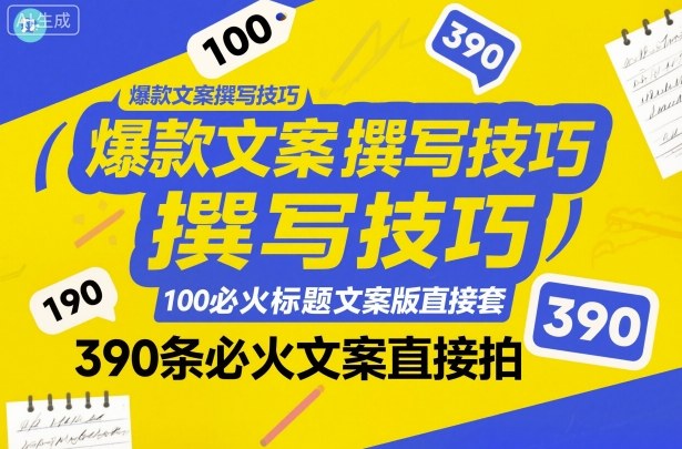 爆款文案撰写技巧，100个必火标题文案模版直接套，390条必火文案直接拍-快名资源网