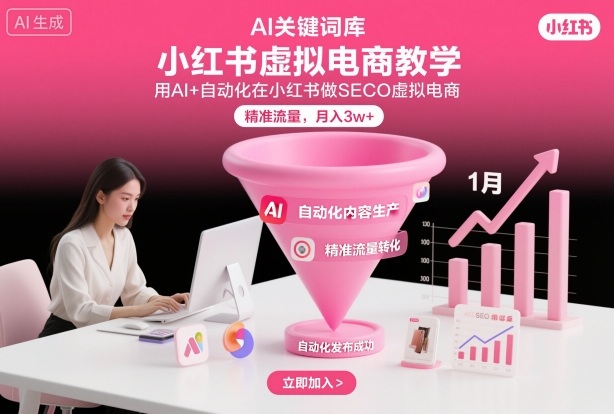 小红书虚拟电商项目，用AI+自动化在小红书做SEO虚拟电商，精准流量，月入3w+-快名资源网