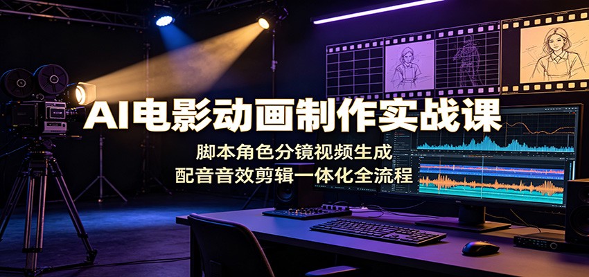 AI电影动画制作实战课：脚本角色分镜视频生成，配音音效剪辑一体化全流程-青虫资源网
