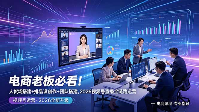 电商老板必看！人货场搭建+排品设计+素材创作+团队搭建，2026视频号直播全链路运营-快名资源网