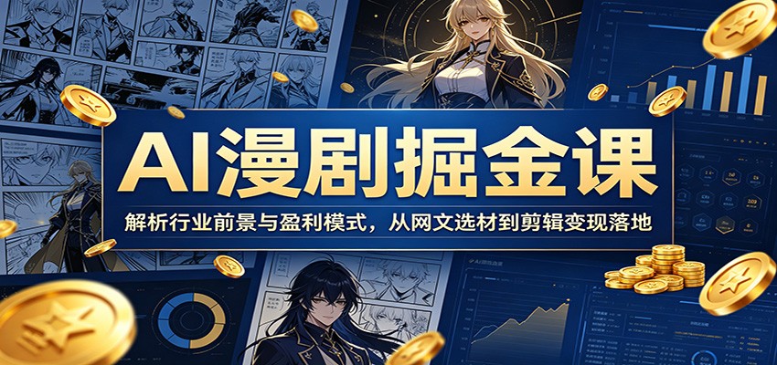 AI漫剧掘金课：解析行业前景与盈利模式，从网文选材到剪辑变现落地-快名资源网