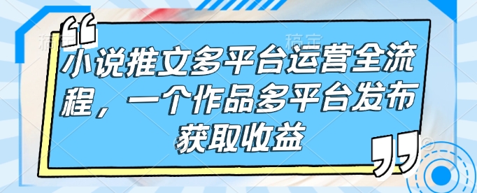 小说推文多平台运营全流程，一个作品多平台发布获取收益-快名资源网