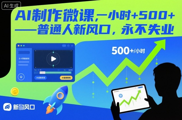 AI制作微课，一小时5张+，普通人新风口，永不失业-快名资源网