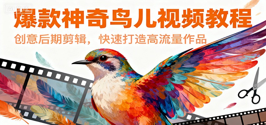 爆款神奇鸟儿视频教程，创意后期剪辑，快速打造高流量作品-快名资源网