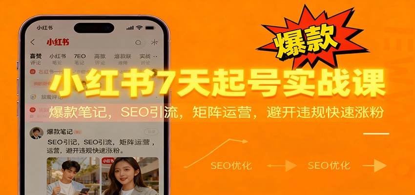 小红书7天起号实战课：爆款笔记，SEO引流，矩阵运营，避开违规快速涨粉-快名资源网