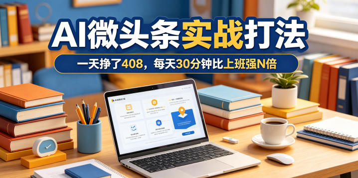 一天挣了408，AI微头条实战打法，每天30分钟比上班强N倍-快名资源网