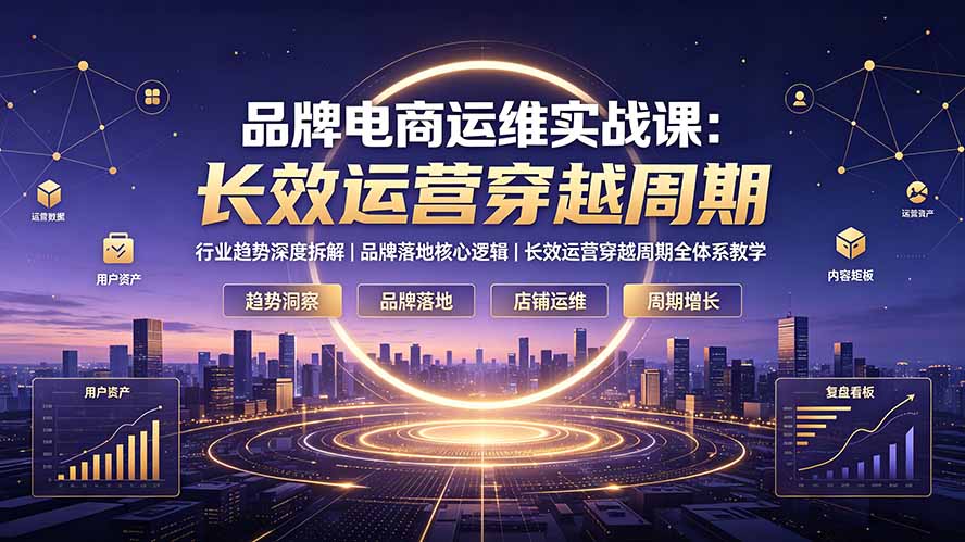品牌电商运维实战课：行业趋势深度拆解｜品牌落地核心逻辑｜长效运营穿越周期全体系教学-青虫资源网