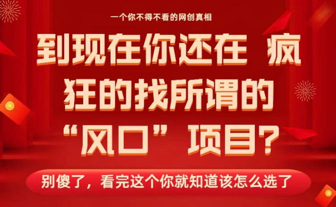 马上26年了，你还在找所谓的风口项目？别傻了，看完这个你全都懂了！【揭秘】-快名资源网