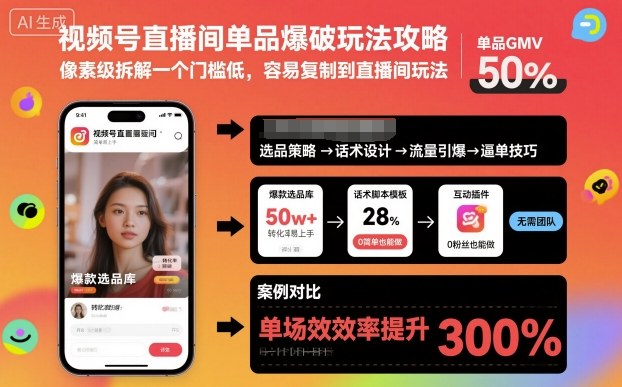 视频号直播间单品爆破玩法攻略，像素级拆解一个门槛低，容易复制到直播间玩法-快名资源网