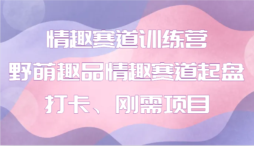 情趣赛道训练营 野萌趣品情趣赛道起盘打卡、刚需项目-快名资源网