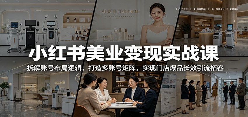 小红书美业变现实战课：拆解账号布局逻辑，打造多账号矩阵，实现门店爆品长效引流拓客-快名资源网