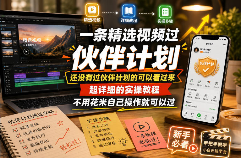 一条精选视频过伙伴计划，还没有过伙伴计划的可以看过来，超详细的实操教程，不用花米自己操作就可以过-快名资源网