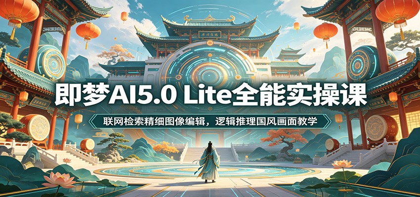 即梦AI5.0 Lite全能实操课：联网检索精细图像编辑，逻辑推理国风画面教学-青虫资源网