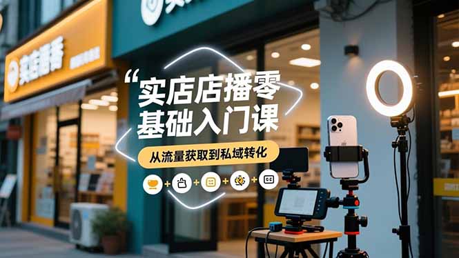 实体店播零基础入门课，实体店+短视频+直播+微信生态+私域社群，从流量获取到私域转化-快名资源网