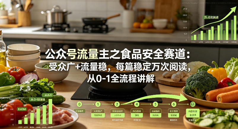 公众号流量主之食品安全赛道，受众广+流量稳，每篇作品稳定万次阅读，从0-1全流程讲解-快名资源网