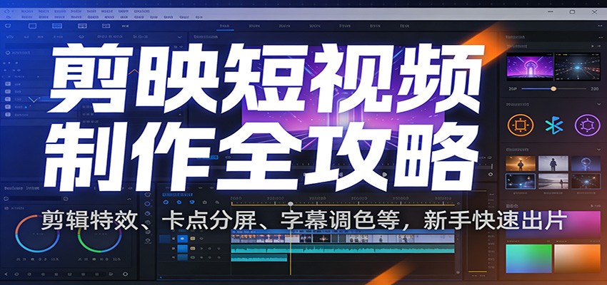 剪映短视频制作全攻略：剪辑特效、卡点分屏、字幕调色等，新手快速出片-青虫资源网