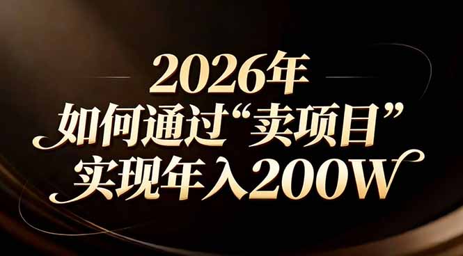 站在2026年的十字路口：一个普通人如何通过卖项目实现年入200万-快名资源网