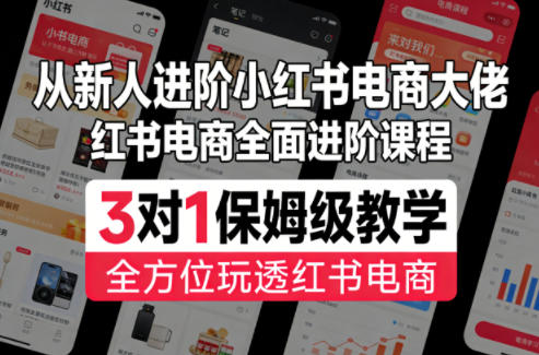 从新人进阶小红书电商大佬，红书电商全面进阶课程，3对1保姆级教学，全方位玩透红书电商-快名资源网